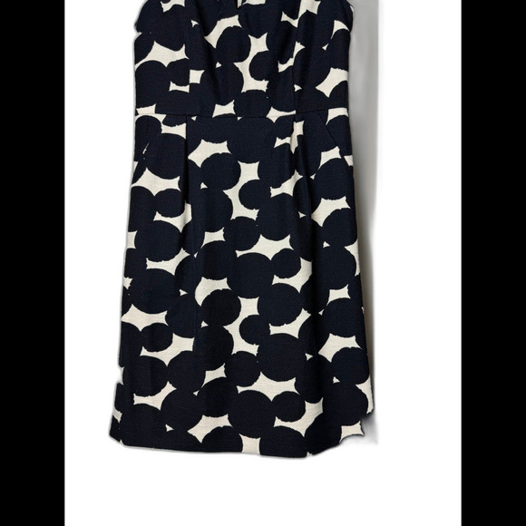 Ann Taylor Loft Women's Size 00P Linen Dress Polka Dot Navy White Knee Length - Picture 3 of 9